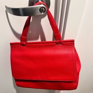 Brooks Brothers Red Fleece Line Bold Red Leather Handbag